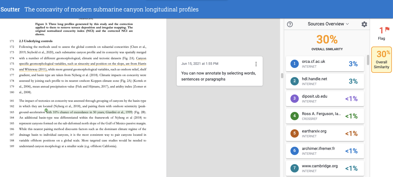 Private annotations in the new Similarity report